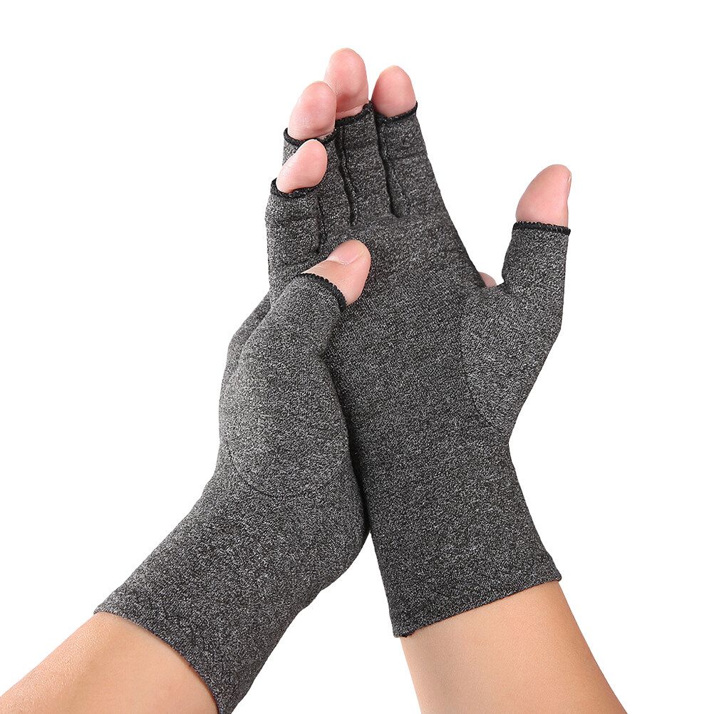 landege 1 Pair Indoor Sports Breathable Gloves Health Care Compressive Gloves for Rehabilitation Training and Arthritis - Size S (Grey)